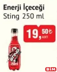 STİNG ENERJİ İÇECEĞİ 250 ML fiyat ve kampanya bilgisi